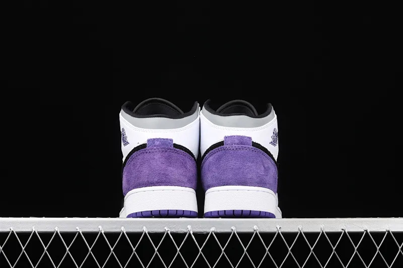 All categories Air Jordan Jordan series basketball shoes Air Jordan 1 Mid G version pure original Air Jordan 1 Mid GS AJ1 Joe 1 black and white purple Chinese basketball shoes BQ6931-105